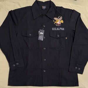 Alpha Industries Japan Button-Up Shirt Japanese Medium (22.8 inch PtP) NWT